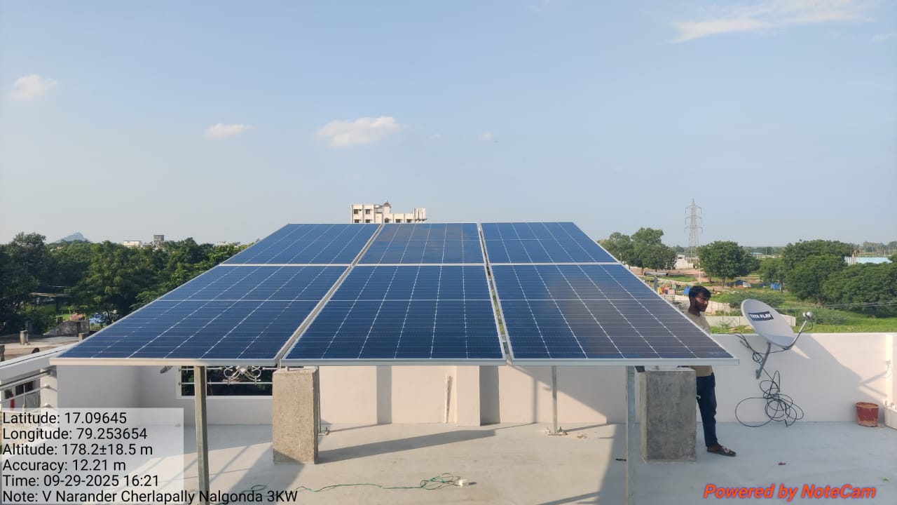 Residential rooftop solar panel installation by Suryodaya Solar India